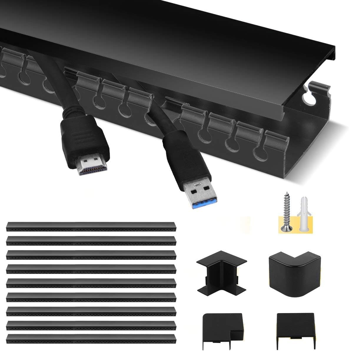Canaletas adhesivas organizadoras de cables (pack de 9)
