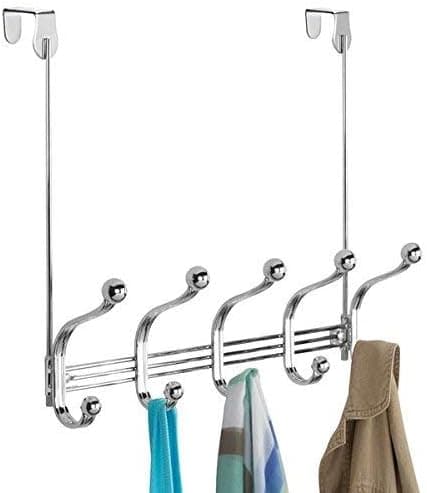 mDesign — Perchero de puerta con 5 ganchos dobles (sin taladro)